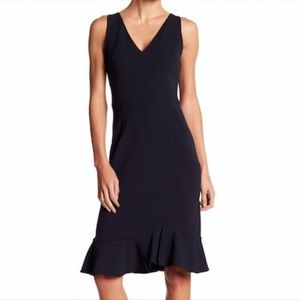 Betsey Johnson Flounce Midi Dress Sleeveless Ruffle Hem Black Size 4 LBD